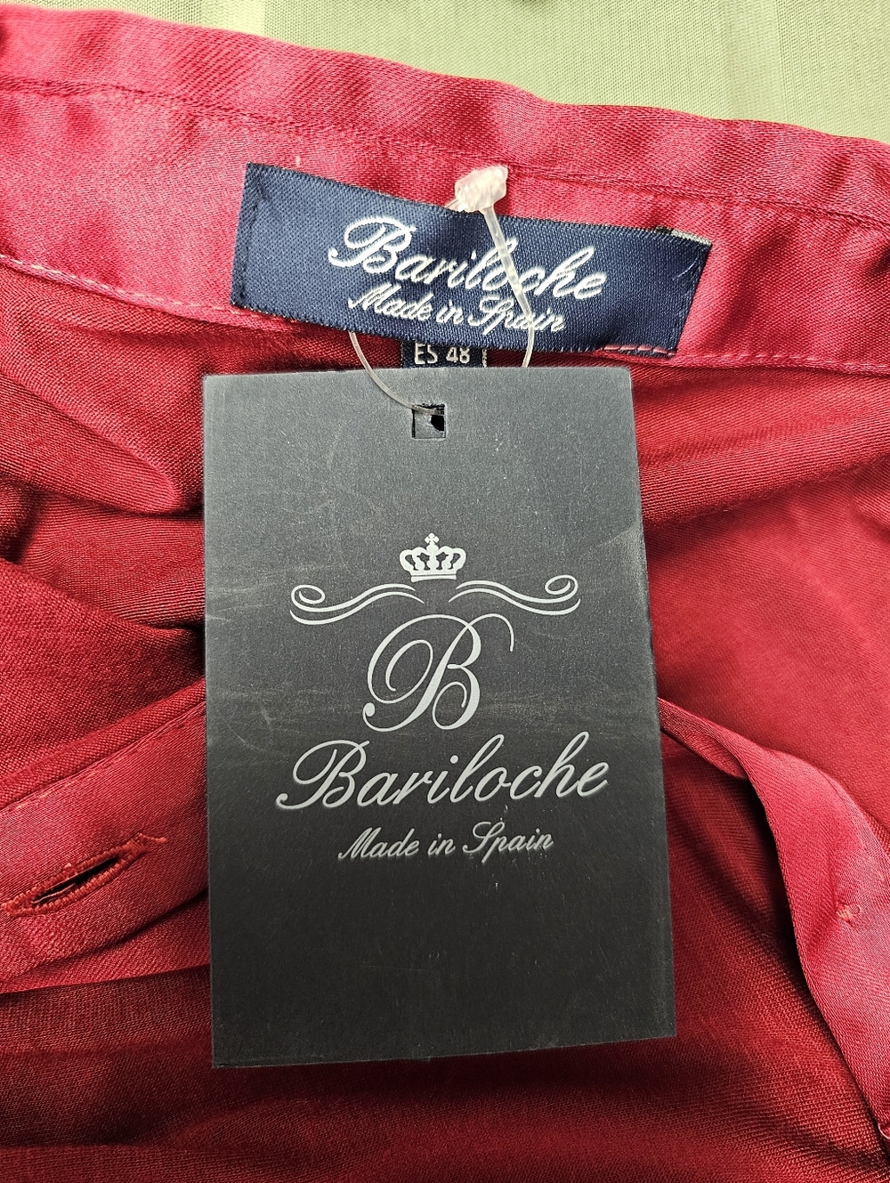 Red Button-Down Blouse With Embellish Buttons - Picture 6 of 8